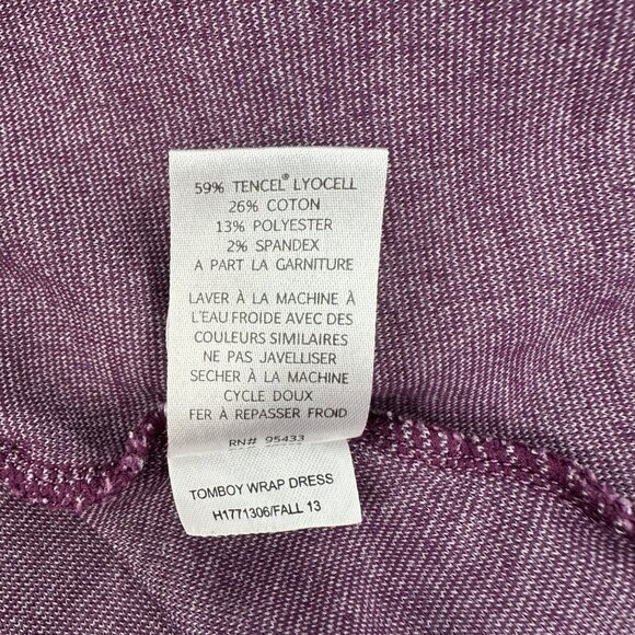 Horny Toad Womens Purple Tomboy Faux Wrap Tencel Blend Long Sleeve Dress Size M - Picture 9 of 10
